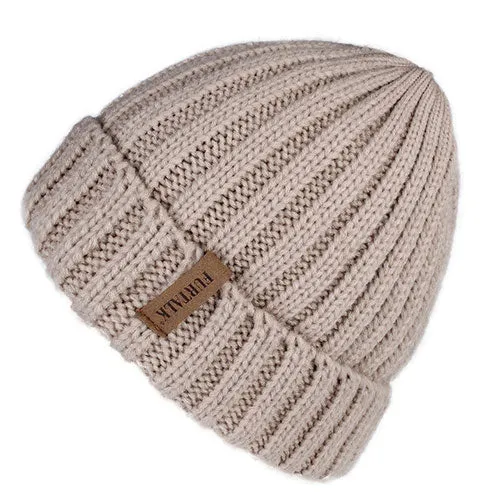 Warm Fleece Lining Casual Warm Knitted Winter Beanie