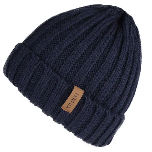 Warm Fleece Lining Casual Warm Knitted Winter Beanie