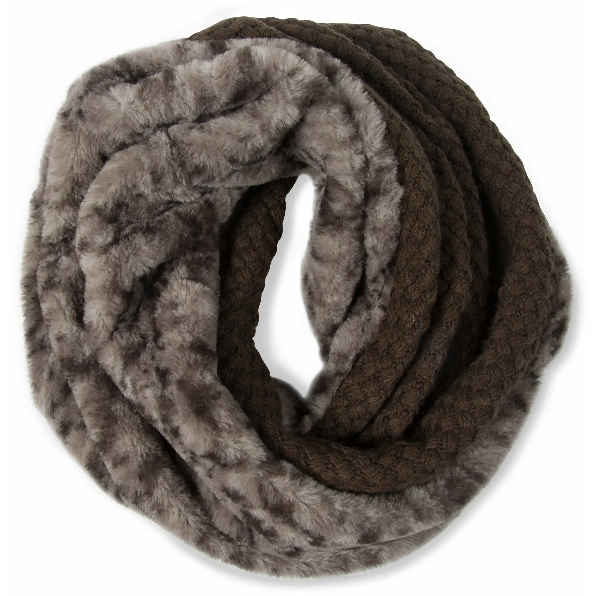 Warm Weave Knit & Faux Fur Infinity Scarf