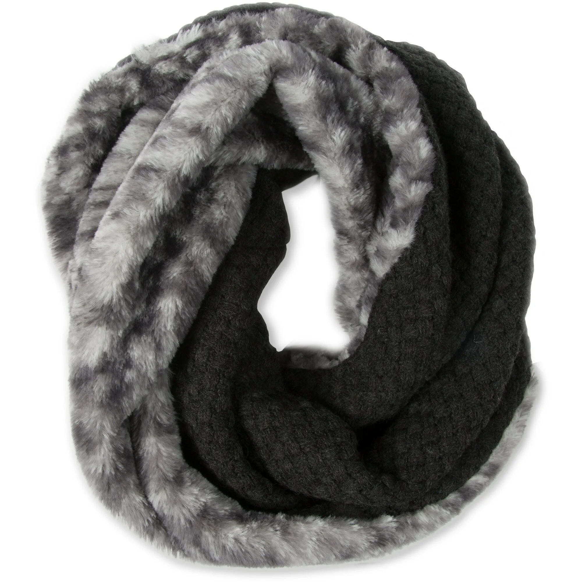 Warm Weave Knit & Faux Fur Infinity Scarf