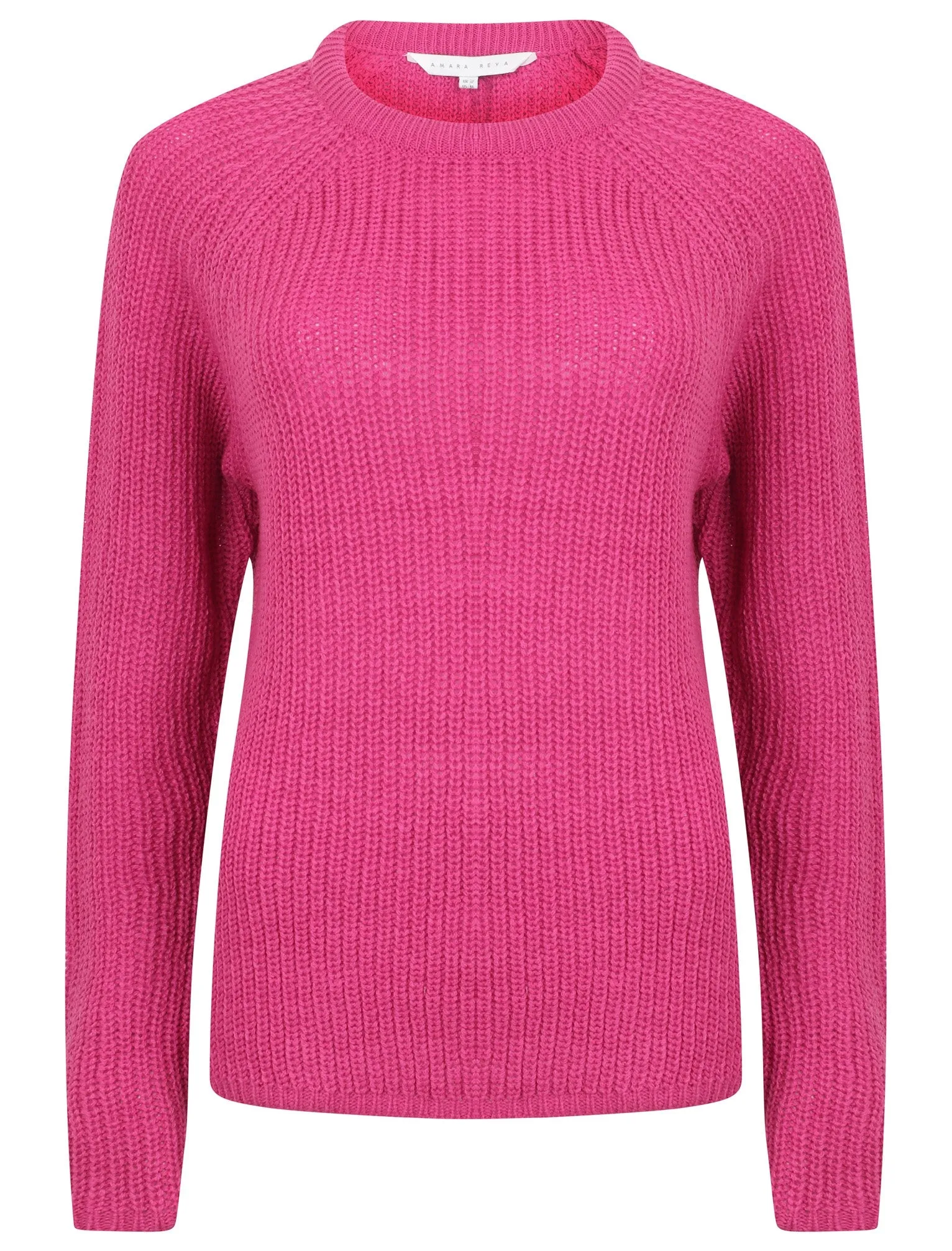 Willow Knitted Crew Neck Jumper In Rose Violet - Amara Reya