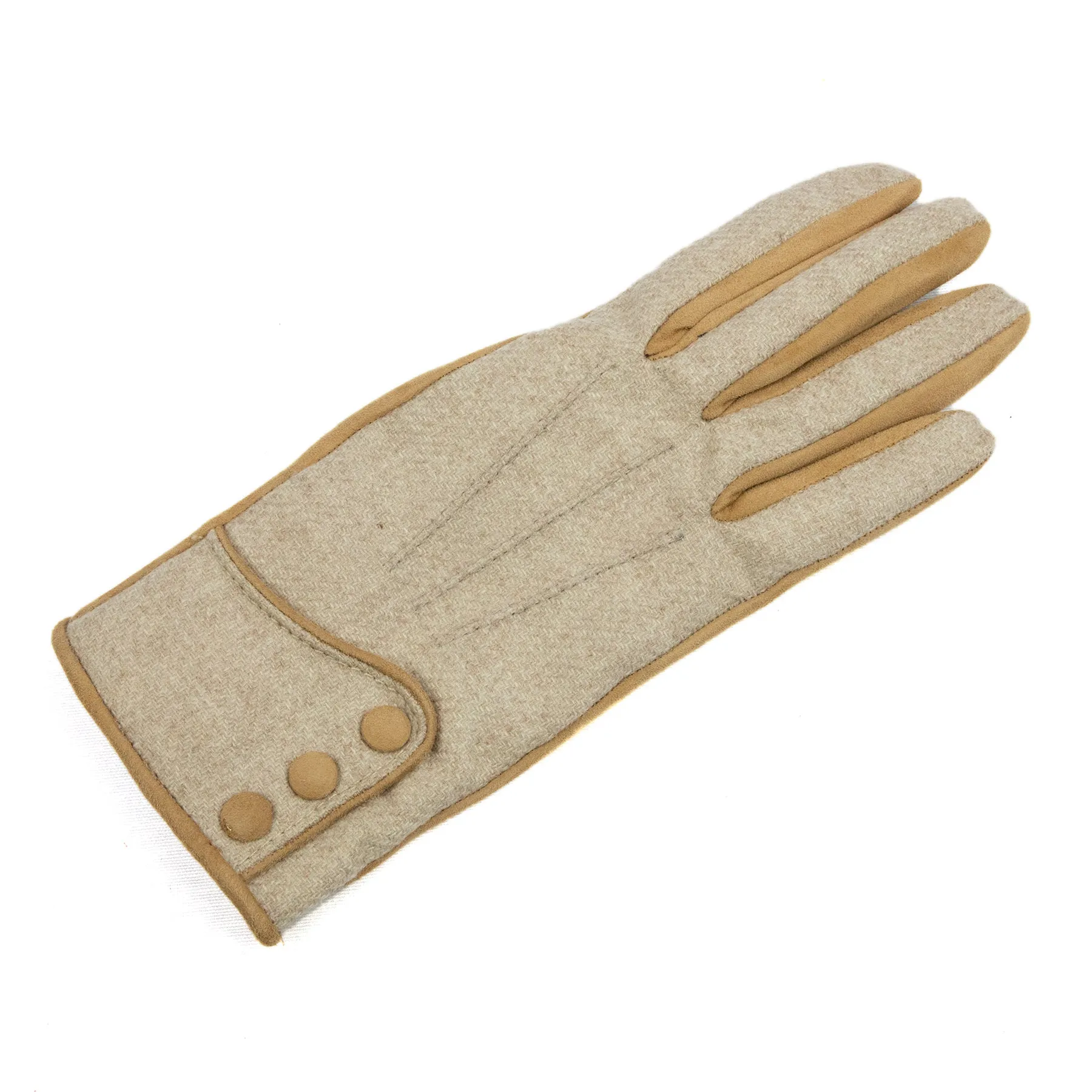 Women's beige suede leather gloves with Vitale Barberis Canonico wool top