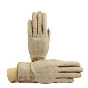 Women's beige suede leather gloves with Vitale Barberis Canonico wool top