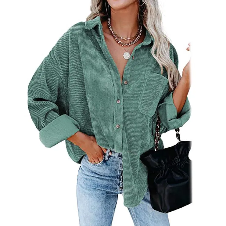 Women's Corduroy Shirts Casual Long Sleeve Top