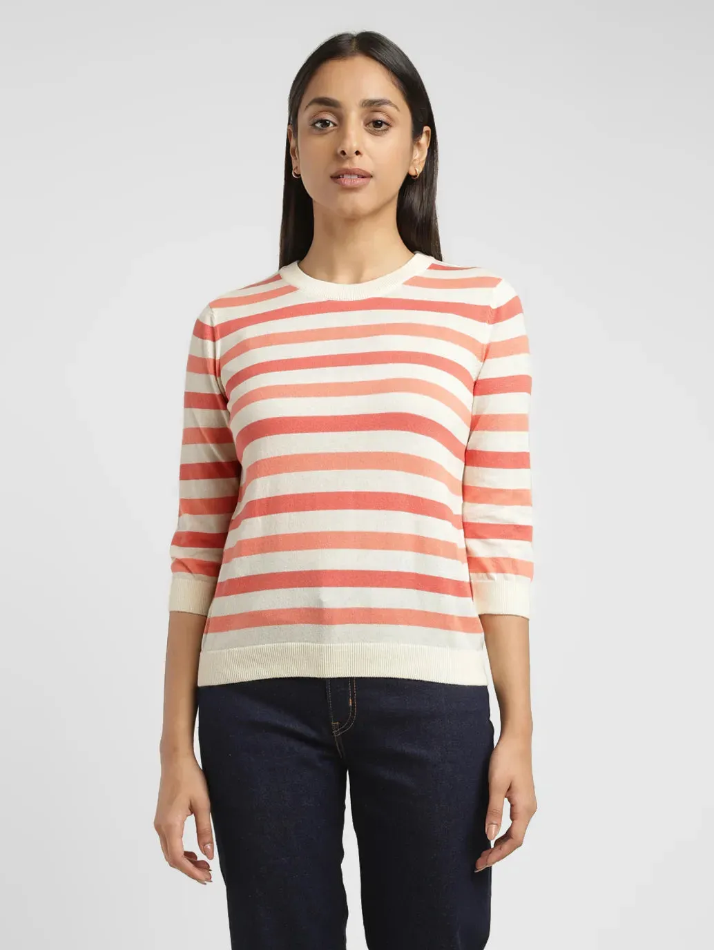 Women's Striped Crew Neck Pullover