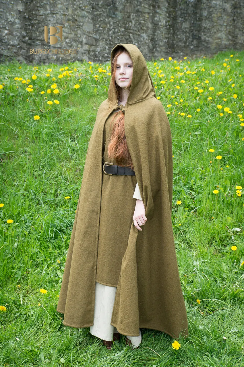 Wool Hooded Cloak Hibernus Autumn Green