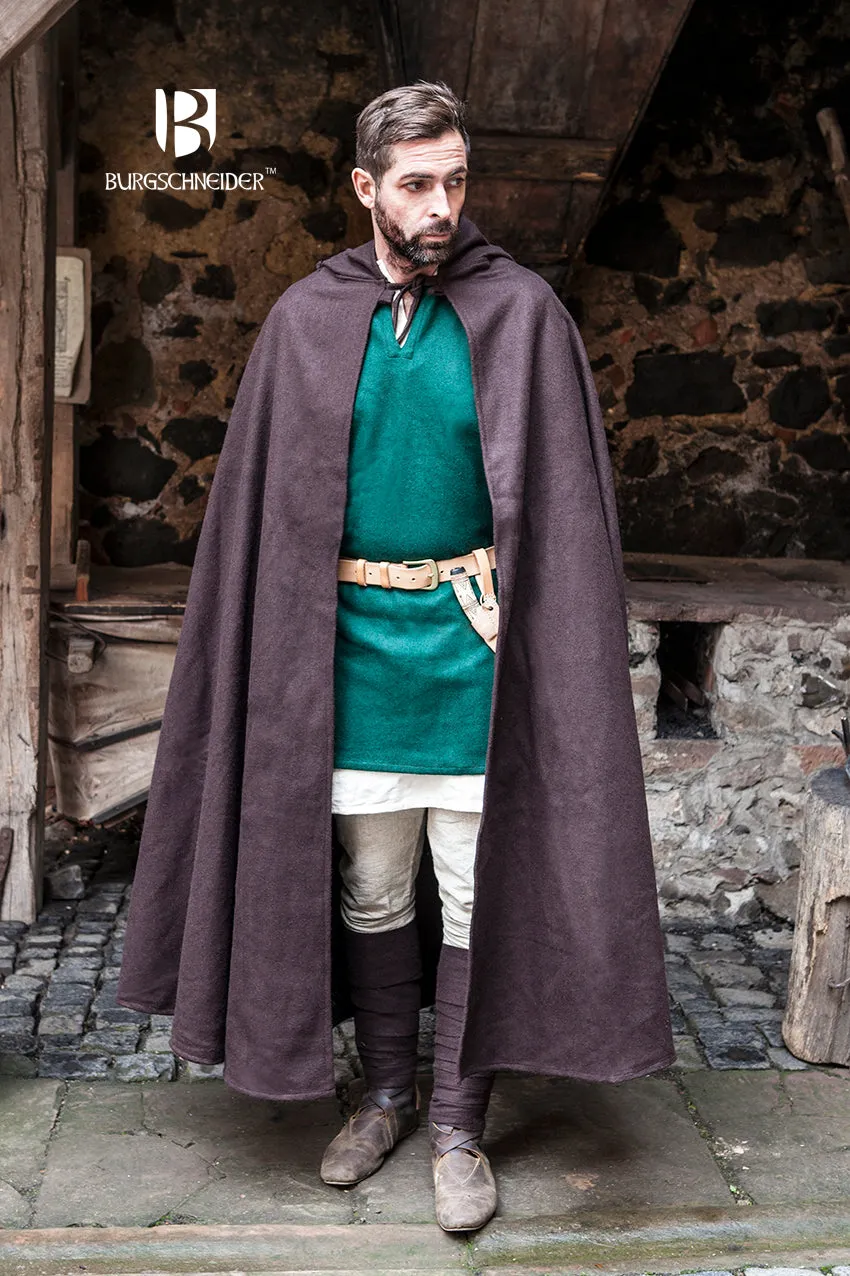 Wool Hooded Cloak Hibernus Brown